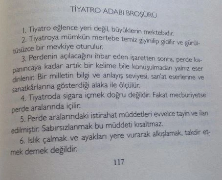 Muhsin Ertuğrul, Tiyatro Adabı Broşürü'ndeki Maddeler