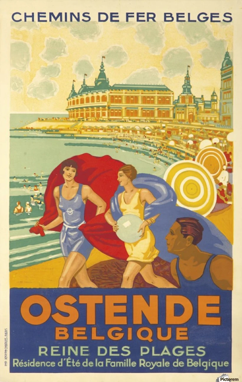 900_Ostende Belgique Reine des Plages poster