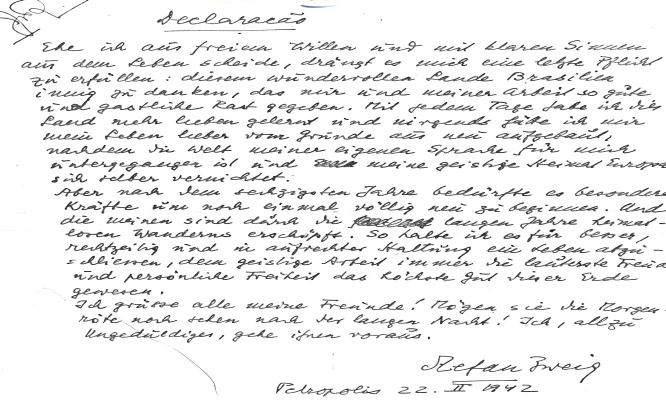 Stefan Zweig İntihar Mektubu 