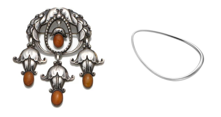 Georg Jensen Early Amber Broşu 1912 (Sağ) / Georg Jensen A/S Offspring Bileklik 2020