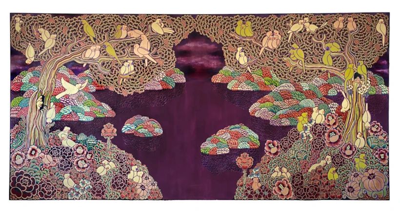 Papağanlar, 2020 (150 x 300 cm, tuval üzerine akrilik) 